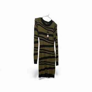 Fashion Nova Black and Olive Knit Dress